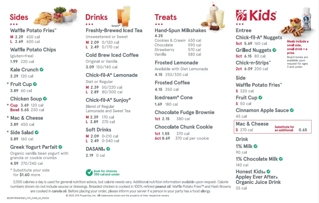 Chick-fil-A Drinks Menu and Prices 